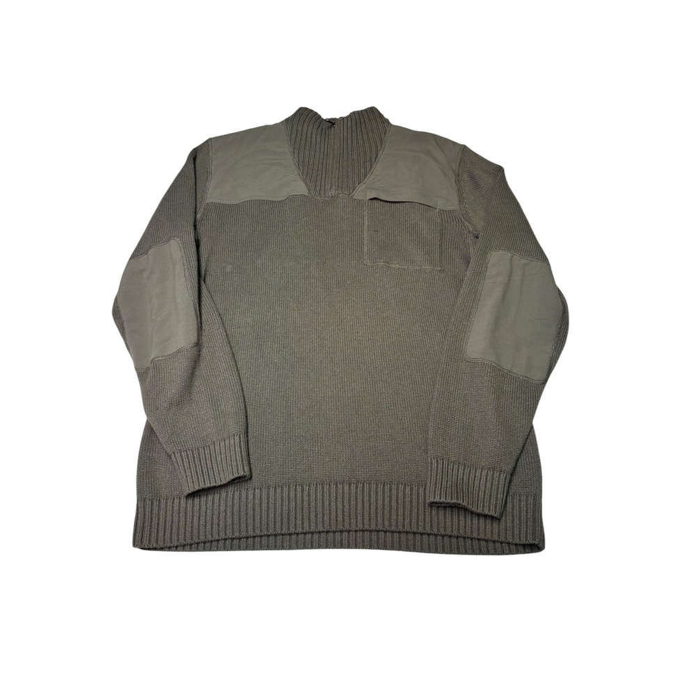 Duluth Trading Co Mens Large Tall Olive Green Wool Blend Quarter Zip Sweater